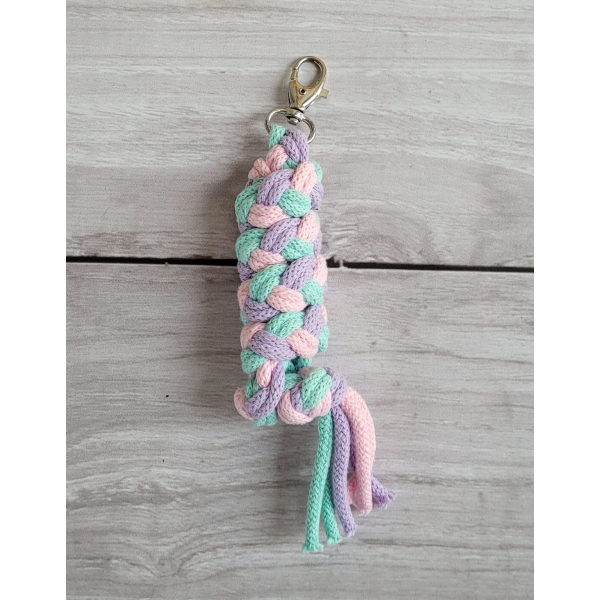 Trekolor flettet træktov til kæphest Mint Lys Pink Violet